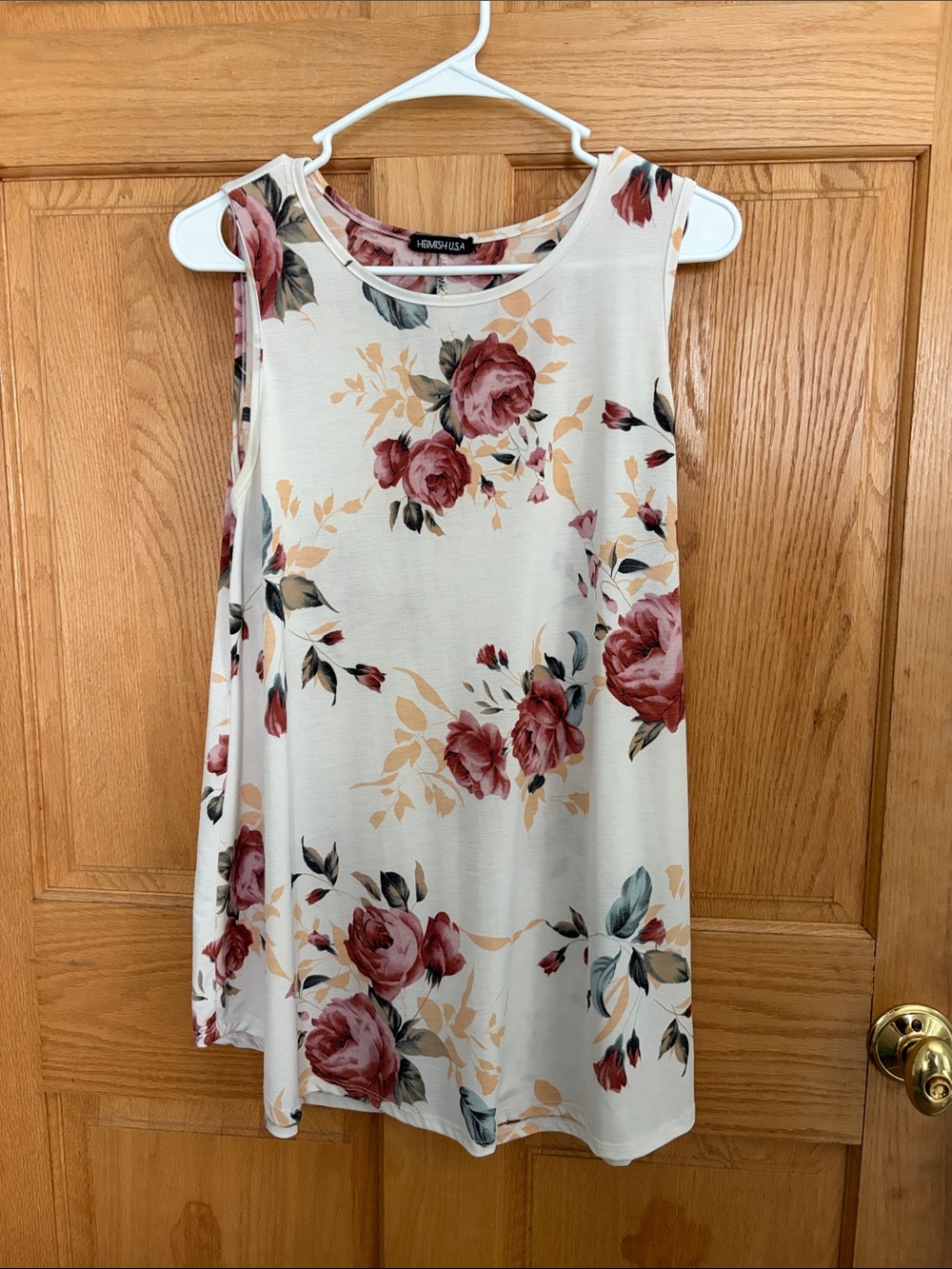 HEIMISH USA Cream Tank Top with Rose Print